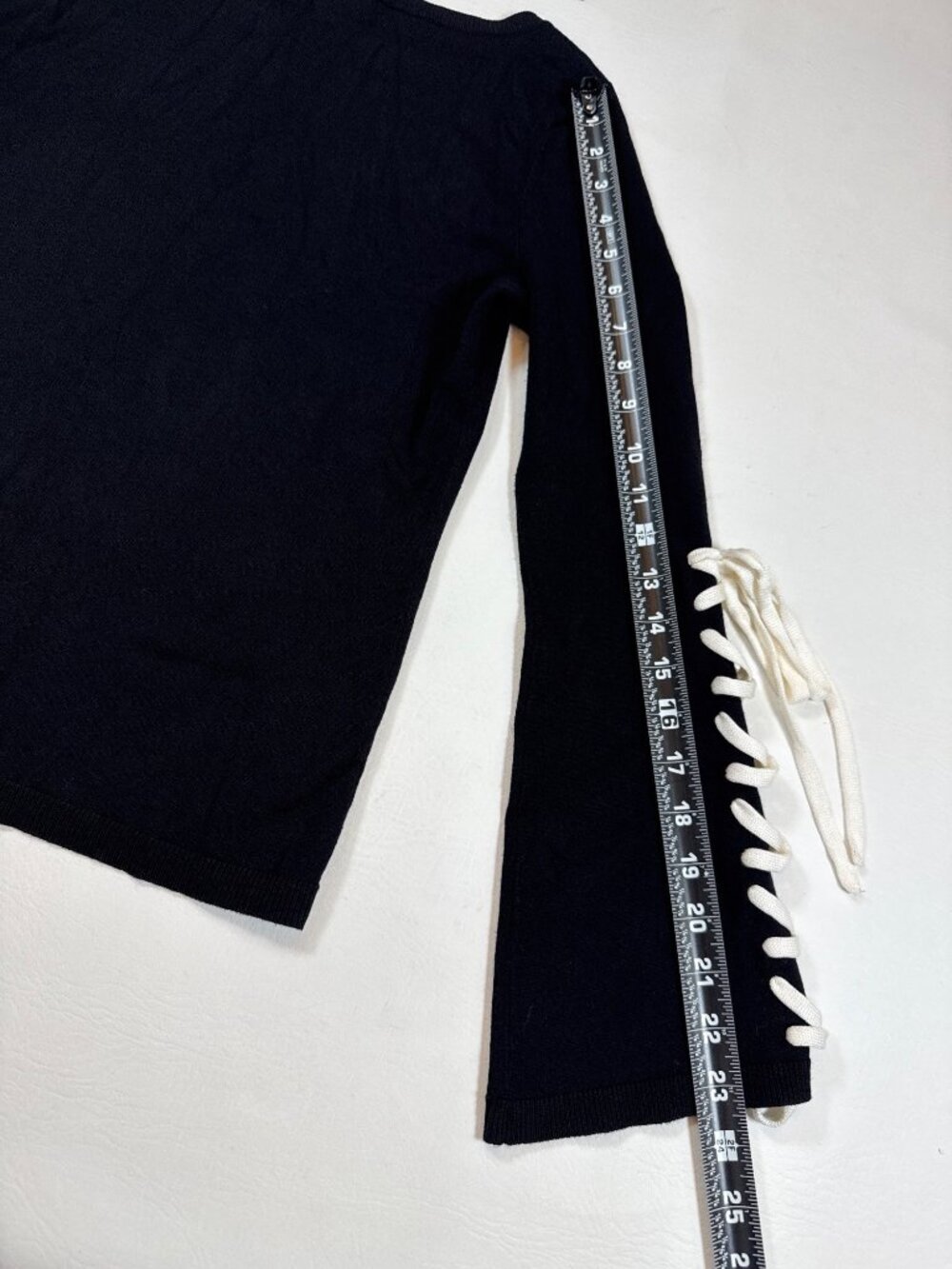 525 America XS Black Lace-Up Sleeve Knit Top Bold Detail (ii871) - Picture 3 of 7